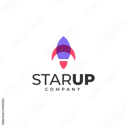 Vector Logo Illustration Star Up Company Simple Mascot Style.