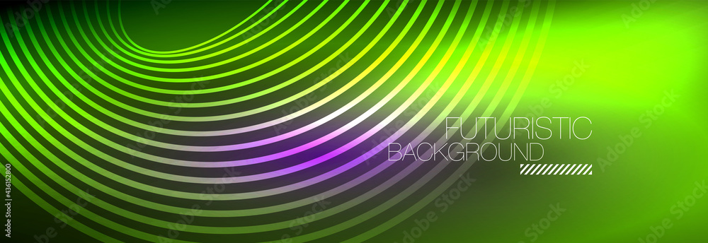 Dark abstract background with glowing neon circles. Trendy layout template for business or technology presentation, internet poster or web brochure cover, wallpaper Dark abstract background with glowing neon circles. Trendy layout template for business or technology presentation, internet poster or web brochure cover, wallpaper