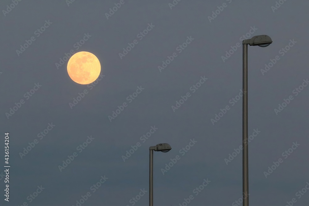 Full Moon with Street Lamps Full Moon with Street Lamps