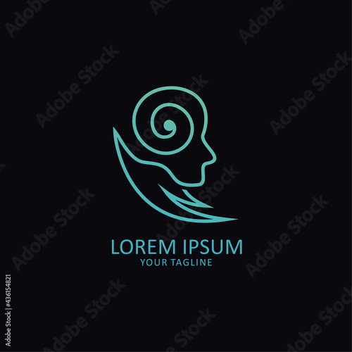 Head vector logo, human brain and hand symbol as a form of concern about one's psychological health, stress, mental, psychiatry and positive thoughts