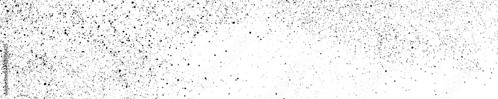 Black Grainy Texture Isolated On White. Panoramic Background. Dust Overlay. Dark Noise Granules. Wide Horizontal Long Banner For Site. Vector Illustration, EPS 10.