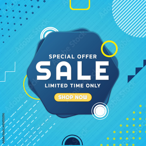 Special offer sale banner geometric memphis element design