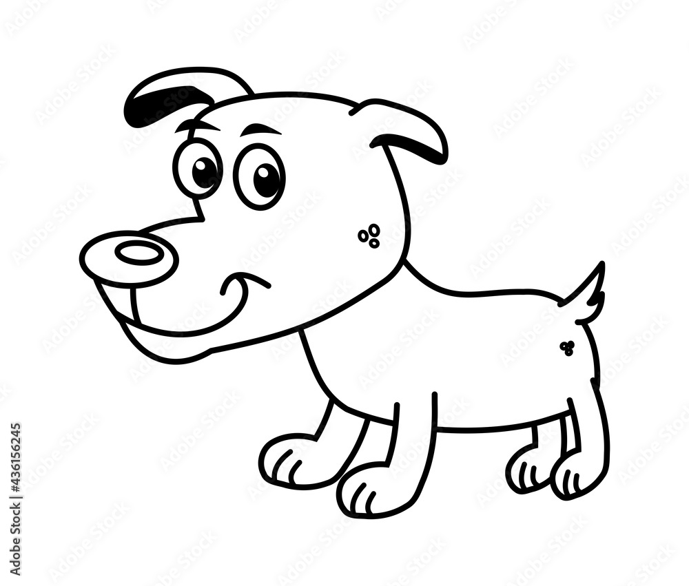 A cute little dog in black and white for colouring in A cute little dog in black and white for colouring in