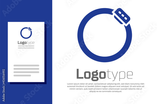 Blue Bicycle brake disc icon isolated on white background. Logo design template element. Vector