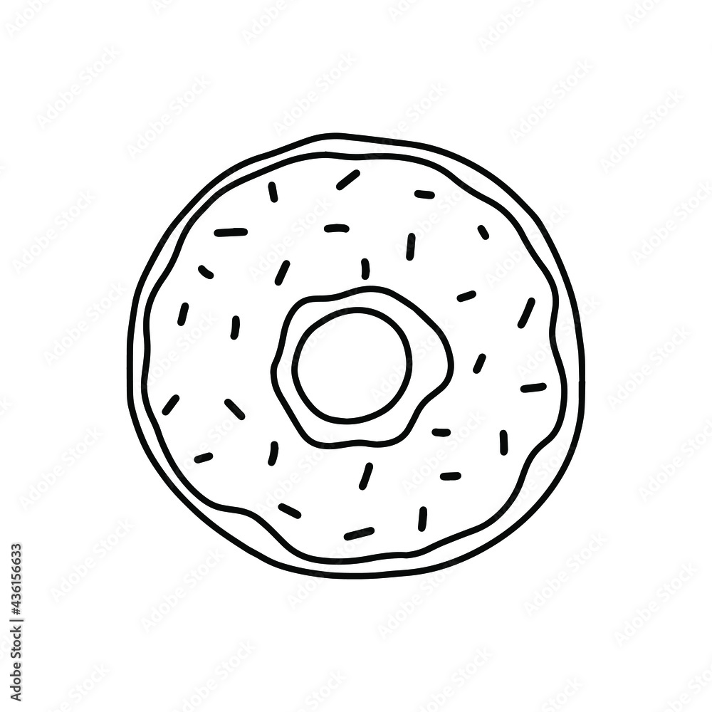 Outline Donut icon. Vector hand drawn illustration design. Outline Donut icon. Vector hand drawn illustration design.