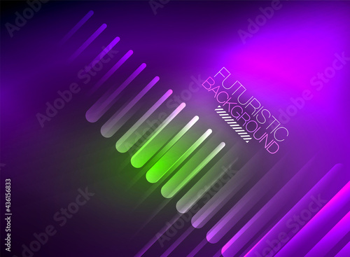 Bright neon color techno abstract background  shiny glowing neon lines in the dark background