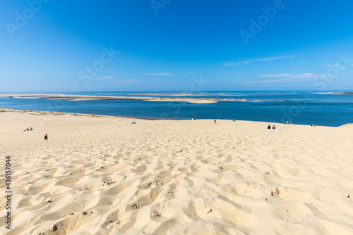  View from the Dune of Pilat  the tallest sand dune in Europe. La Teste-de-Buch  Arcachon Bay  Aquitaine  France