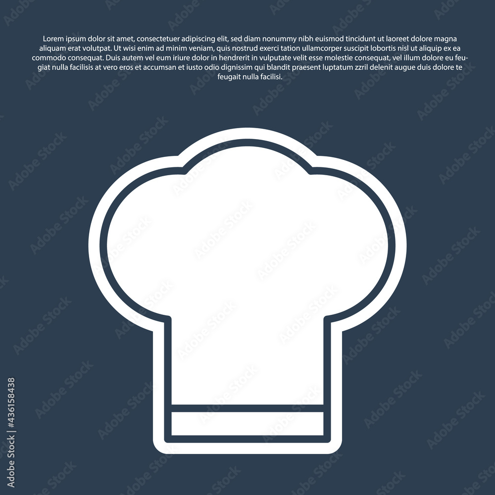 Blue line Chef hat icon isolated on blue background. Cooking symbol. Cooks hat. Vector Illustration