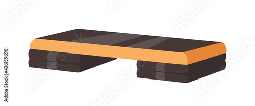 Adjustable step platform or board for aerobics and fitness. Equipment for workout in gym and sport club. Colored flat vector illustration of stepper isolated on white background