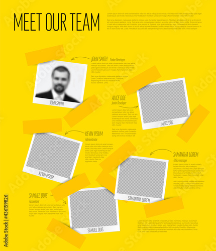 Company team yellow presentation template with photos