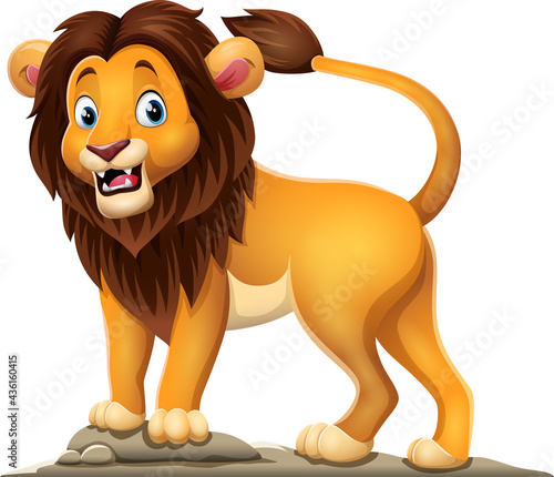Cartoon happy lion on white background