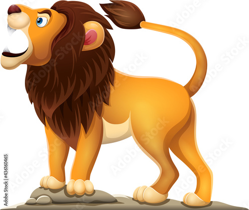 Cartoon lion roaring isolated on white background