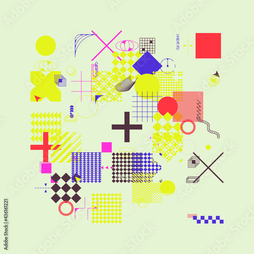 Generative Design Artwork of Abstract Vector Generated Shapes Composition