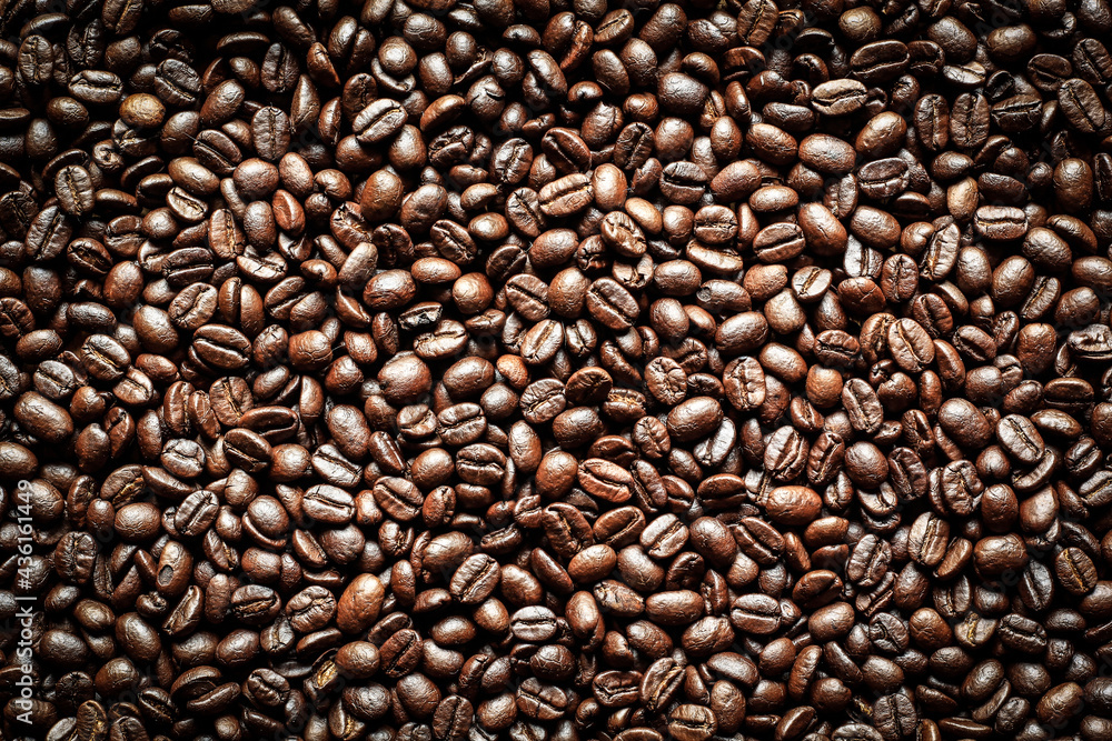 Roasted Coffee Beans background texture. 