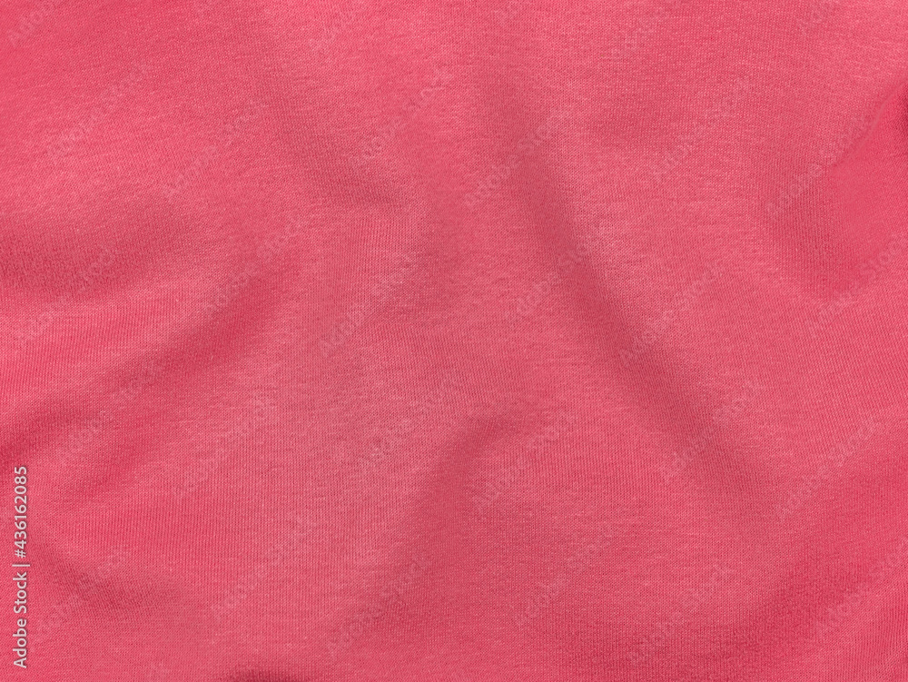 Pink jersey fabric matte texture top view. Red coral knitwear satin background. Fashion color feminine clothes trend. Female blog backdrop text sign design. Girly abstract wallpaper textile surface. Pink jersey fabric matte texture top view. Red coral knitwear satin background. Fashion color feminine clothes trend. Female blog backdrop text sign design. Girly abstract wallpaper textile surface.