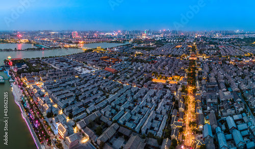 Aerial photograph of Dongchang ancient city in Liaocheng, Shandong Province