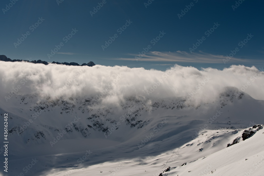 snow covered mountains
