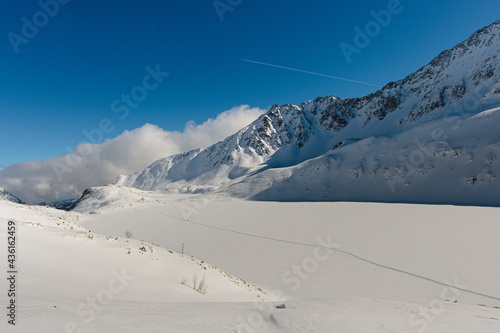 A path trodden by tourists, on the Wielki Staw. Dolina Pięciu Stawów Polskich Tatry Poland.