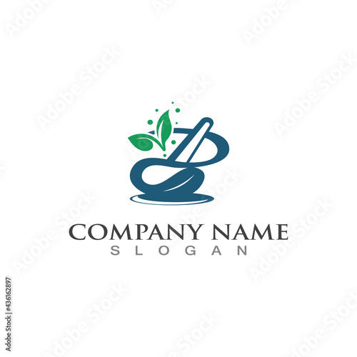 Herbal Medical traditional of pharmacy clinic vector logo design template