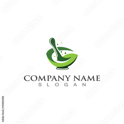 Herbal Medical traditional of pharmacy clinic vector logo design template