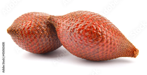 Fresh snake fruit is isolated on a white background.Red Salacca. Salak fruit. Salacca zalacca, Snake fruit .