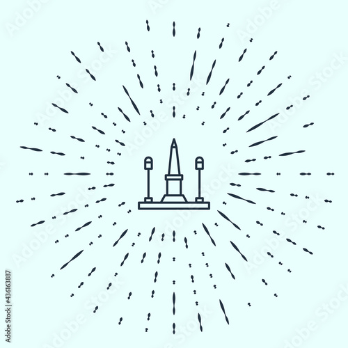 Black line Place De La Concorde in Paris, France icon isolated on grey background. Abstract circle random dots. Vector