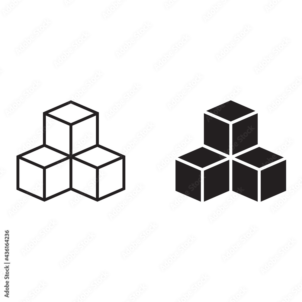 Cube vector icon in linear Cube vector icon in linear