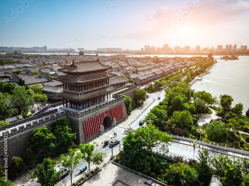 Aerial panorama of Dongchang ancient city in Liaocheng, Shandong Province photo