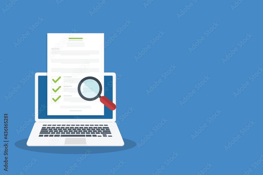 Online digital document inspection or assessment evaluation on laptop