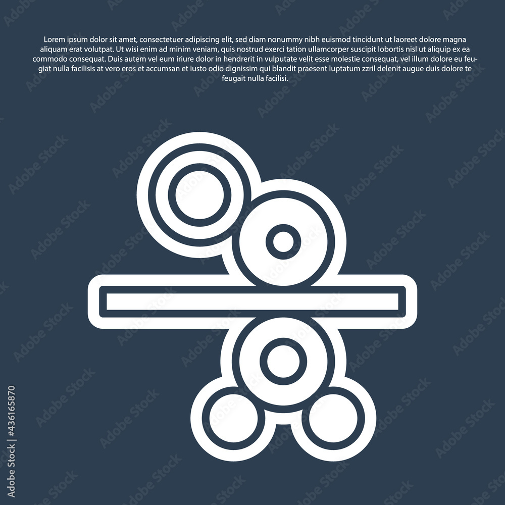 Blue line Paper roll of a printing press icon isolated on blue background. Vector Blue line Paper roll of a printing press icon isolated on blue background. Vector
