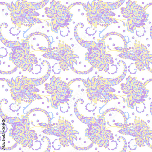 Paisley Floral oriental ethnic Pattern. Vector Seamless Ornamental Indian fabric patterns.