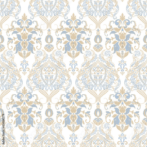 Vector Floral textured print. Damask Seamless vintage pattern. Can be used for wallpaper, fabric, invitation