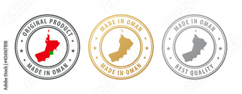 Made in Oman - set of stamps with map and flag. Best quality. Original product.