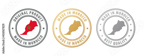 Made in Morocco - set of stamps with map and flag. Best quality. Original product.