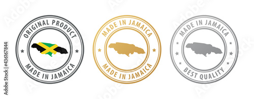 Made in Jamaica - set of stamps with map and flag. Best quality. Original product.