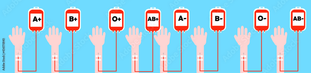 Vecteur Stock Blood type A+, A-, B+, B-, AB+, AB-, O+ and O-.Donation ...