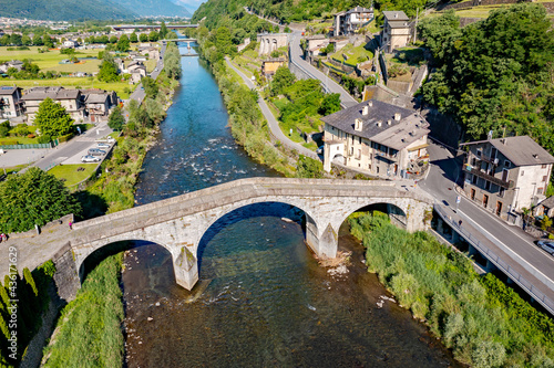 Ganda bridge over the Adda river in the town of Morbegno in Valtellina, Italy