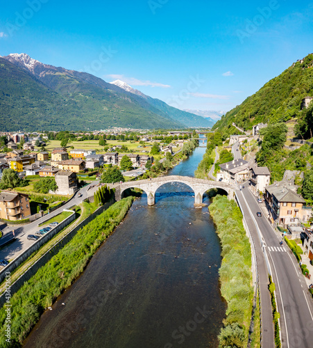 Ganda bridge over the Adda river in the town of Morbegno in Valtellina, Italy
