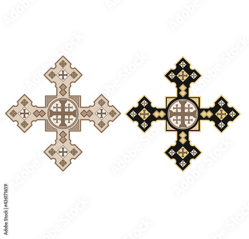 GOLD EMBROIDERY FOR LITURGICAL CLOTHES AND SACRED CEREMONIES. SACRED CATHOLIC SYMBOLS IN ANCIENT STYLE WITH GOLDEN DECORATIONS