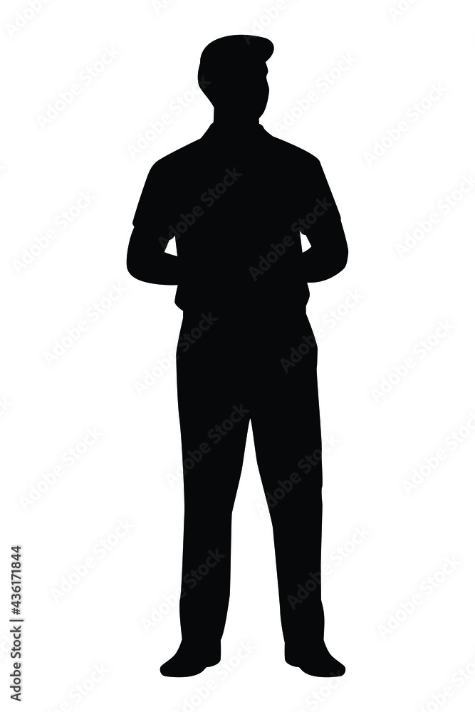 Standing handsome man silhouette vector on white background Standing handsome man silhouette vector on white background