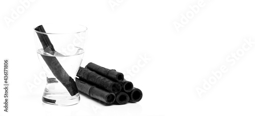 Bamboo charcoal water filter sticks. Natural bamboo charcoal is a powerful purifier which refreshes tap water photo