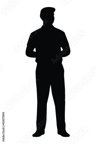 Standing handsome man silhouette vector on white background