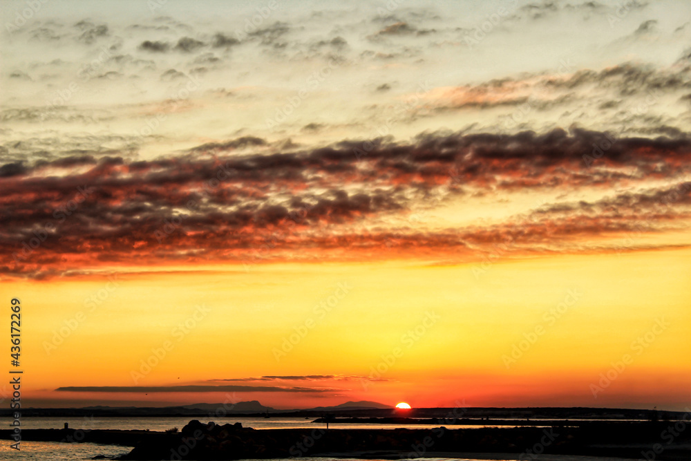 Fototapeta premium Sunset on the beach in Santa Pola, Alicante