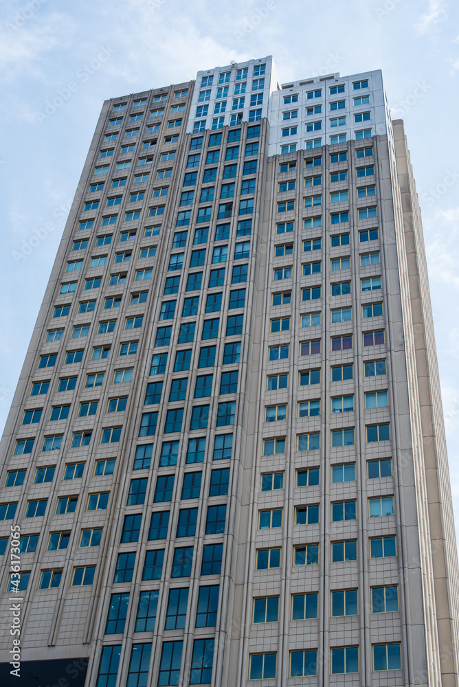 modern skyscraper building with blue sky in Rotterdam 