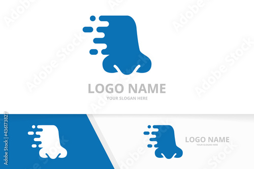 Fast nose logo combination. ENT clinic, otolaryngology logotype design template.