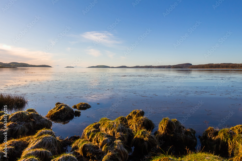 Kirkcudbright bay at low tide on a sunny winters morning, Scotland