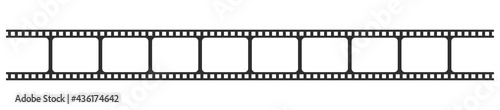 Film strip isolated on transparent background. Realistic photo frame. Vintage retro cinema movie filmstrip. Vector illustration.
