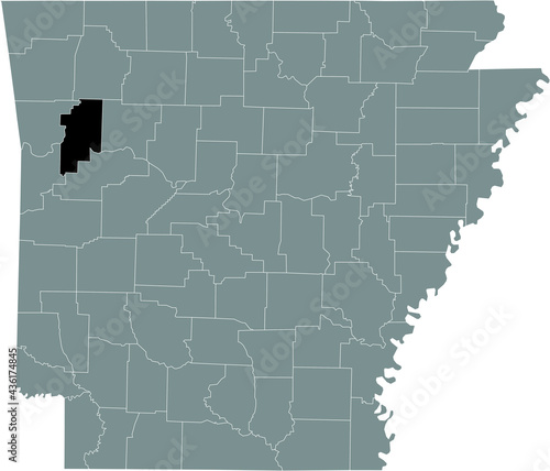 Black highlighted location map of the US Franklin county inside gray map of the Federal State of Arkansas, USA