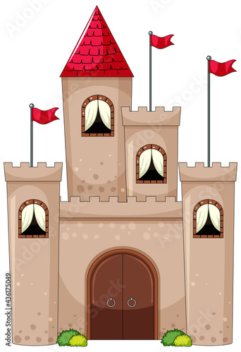 Simple cartoon style of castle isolated on white background