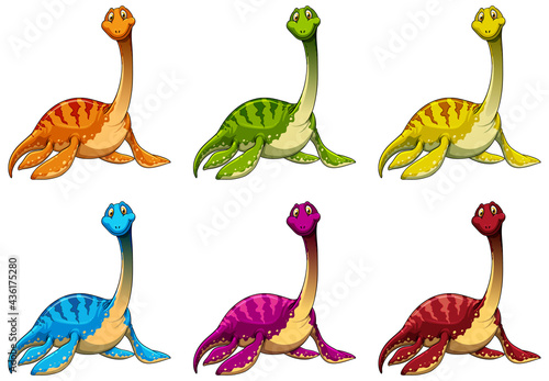 Set pliosaurus dinosaur cartoon character photo